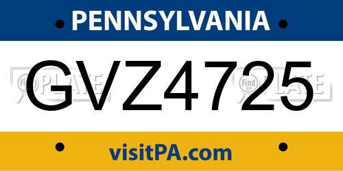 GVZ4725 Pennsylvania License Plate