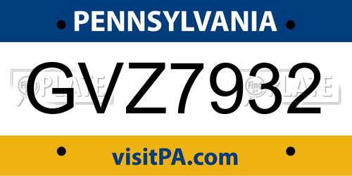 GVZ7932 Pennsylvania License Plate