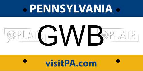 GWB Pennsylvania License Plate