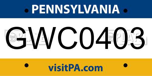GWC0403 Pennsylvania License Plate