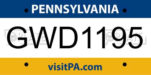 GWD1195 Pennsylvania License Plate