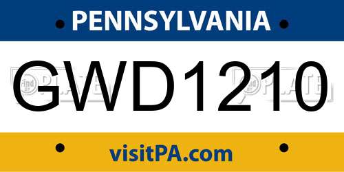 GWD1210 Pennsylvania License Plate
