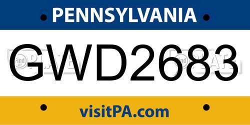 GWD2683 Pennsylvania License Plate
