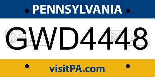GWD4448 Pennsylvania License Plate