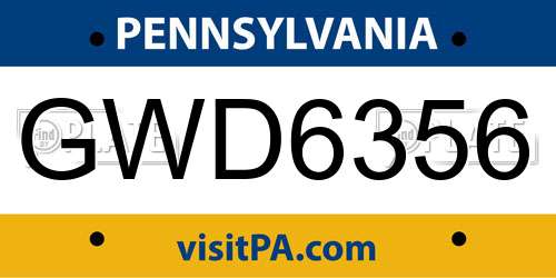 GWD6356 Pennsylvania License Plate