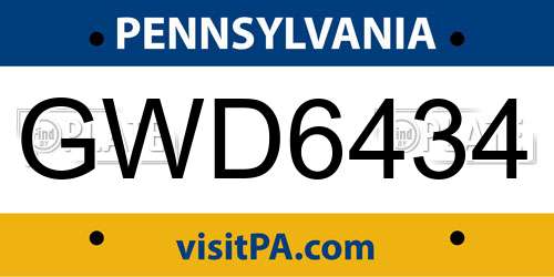 GWD6434 Pennsylvania License Plate