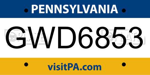 GWD6853 Pennsylvania License Plate