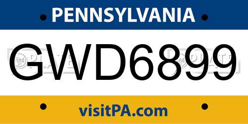 GWD6899 Pennsylvania License Plate