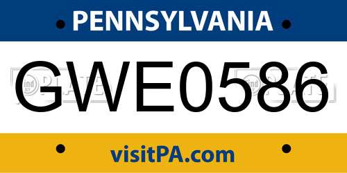 GWE0586 Pennsylvania License Plate