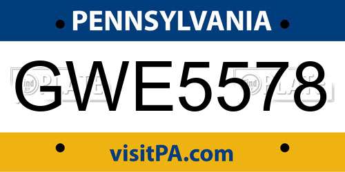 GWE5578 Pennsylvania License Plate