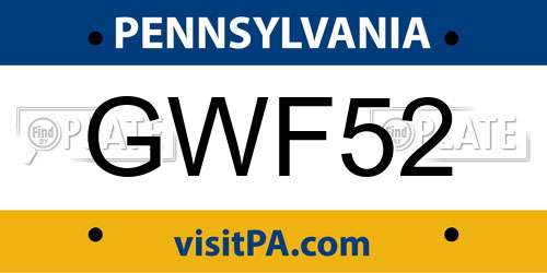 GWF52 Pennsylvania License Plate