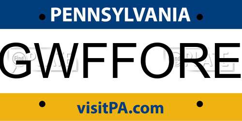 GWFFORE Pennsylvania License Plate