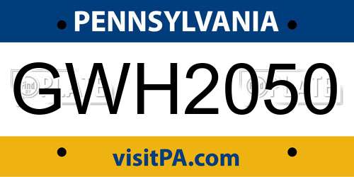GWH2050 Pennsylvania License Plate