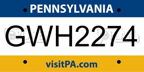 GWH2274 Pennsylvania License Plate