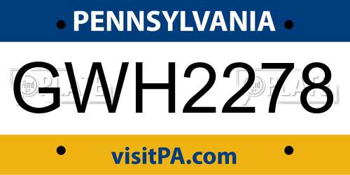 GWH2278 Pennsylvania License Plate