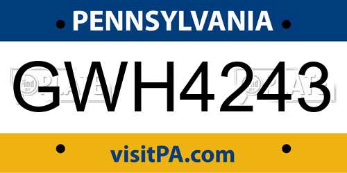 GWH4243 Pennsylvania License Plate