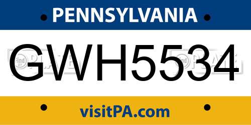 GWH5534 Pennsylvania License Plate