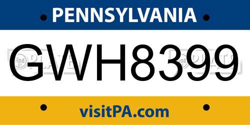 GWH8399 Pennsylvania License Plate