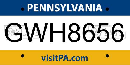 GWH8656 Pennsylvania License Plate