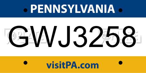 GWJ3258 Pennsylvania License Plate