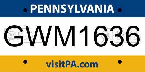 GWM1636 Pennsylvania License Plate