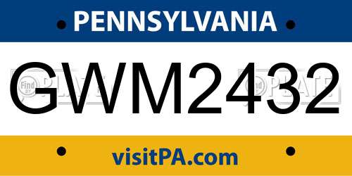 GWM2432 Pennsylvania License Plate