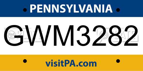 GWM3282 Pennsylvania License Plate