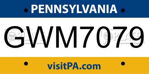 GWM7079 Pennsylvania License Plate
