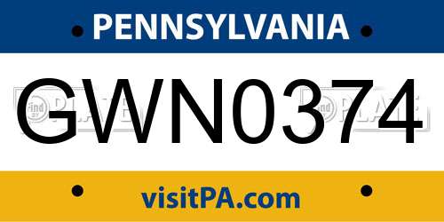 GWN0374 Pennsylvania License Plate