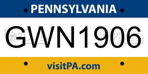 GWN1906 Pennsylvania License Plate