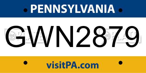 GWN2879 Pennsylvania License Plate