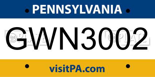 GWN3002 Pennsylvania License Plate