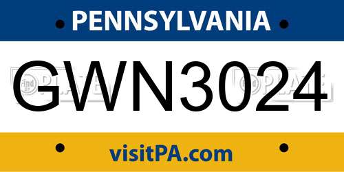 GWN3024 Pennsylvania License Plate