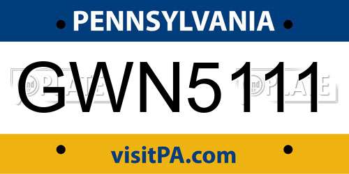 GWN5111 Pennsylvania License Plate