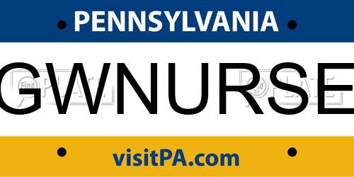 GWNURSE Pennsylvania License Plate
