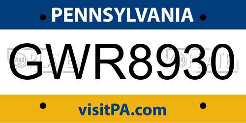 GWR8930 Pennsylvania License Plate