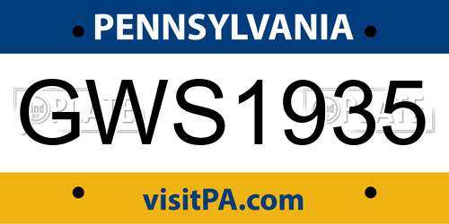GWS1935 Pennsylvania License Plate