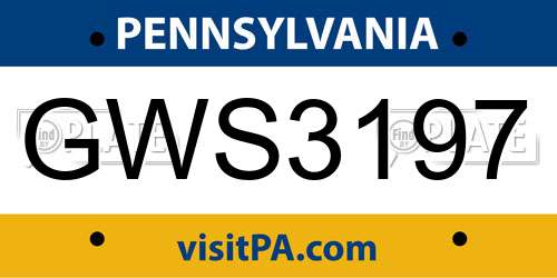 GWS3197 Pennsylvania License Plate