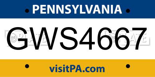 GWS4667 Pennsylvania License Plate