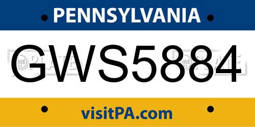 GWS5884 Pennsylvania License Plate