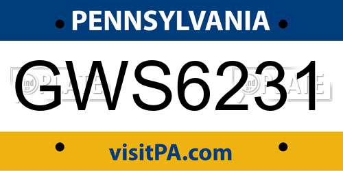 GWS6231 Pennsylvania License Plate