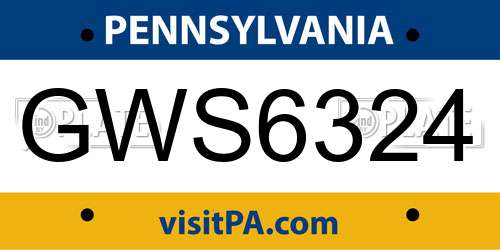 GWS6324 Pennsylvania License Plate