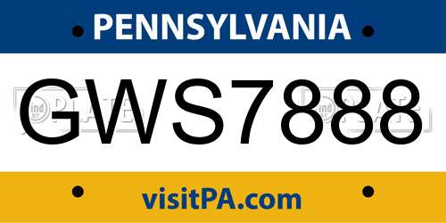 GWS7888 Pennsylvania License Plate