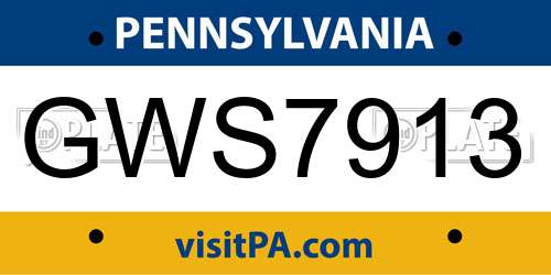GWS7913 Pennsylvania License Plate