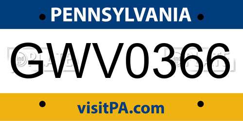 GWV0366 Pennsylvania License Plate