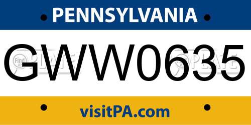 GWW0635 Pennsylvania License Plate