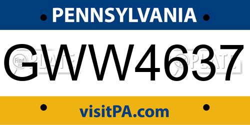 GWW4637 Pennsylvania License Plate
