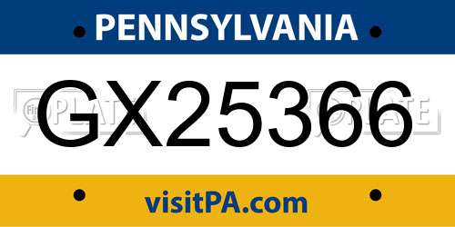 GX25366 Pennsylvania License Plate