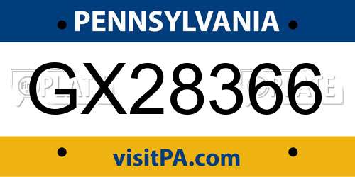 GX28366 Pennsylvania License Plate