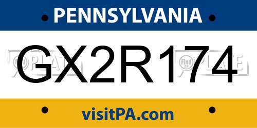 GX2R174 Pennsylvania License Plate